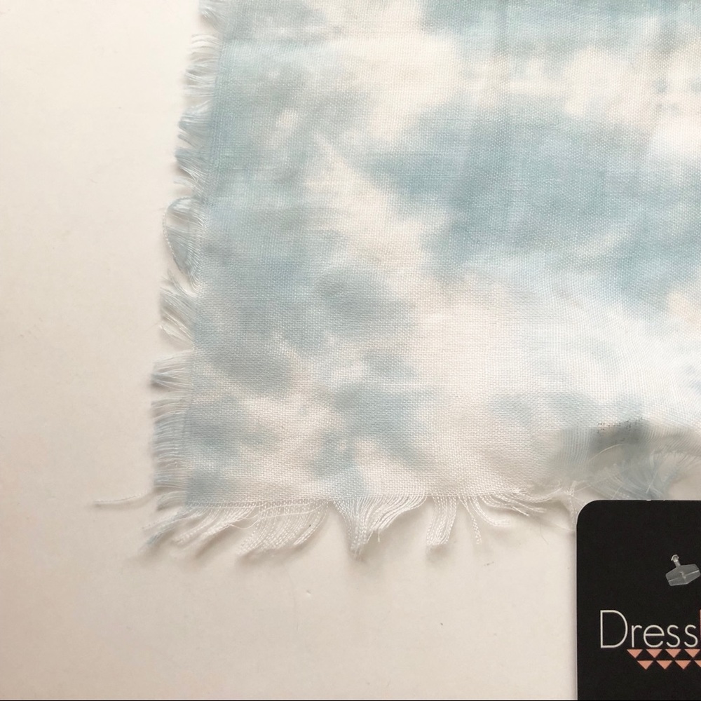 Lightweight Tie Dye Blue Fray Edge Scarf - Picture 4 of 7